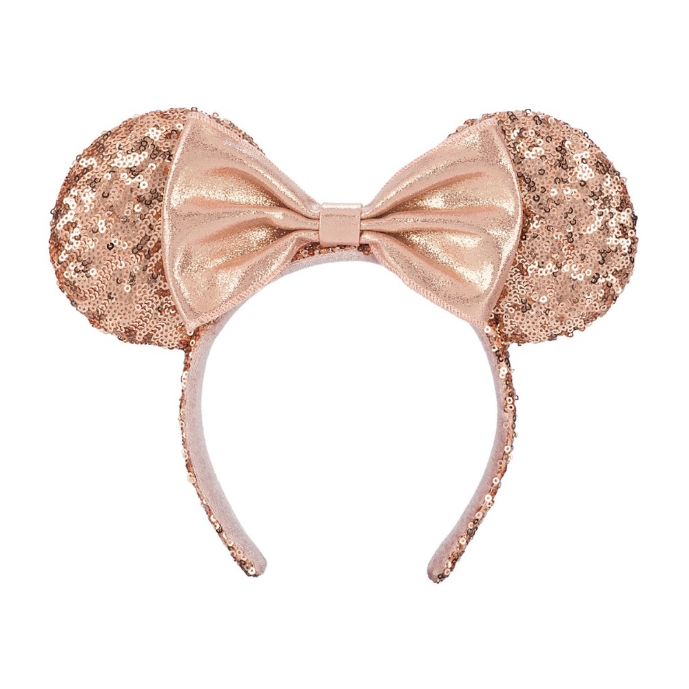 NWT Disney Minnie Mouse Rose Gold Sequined Ear Headband